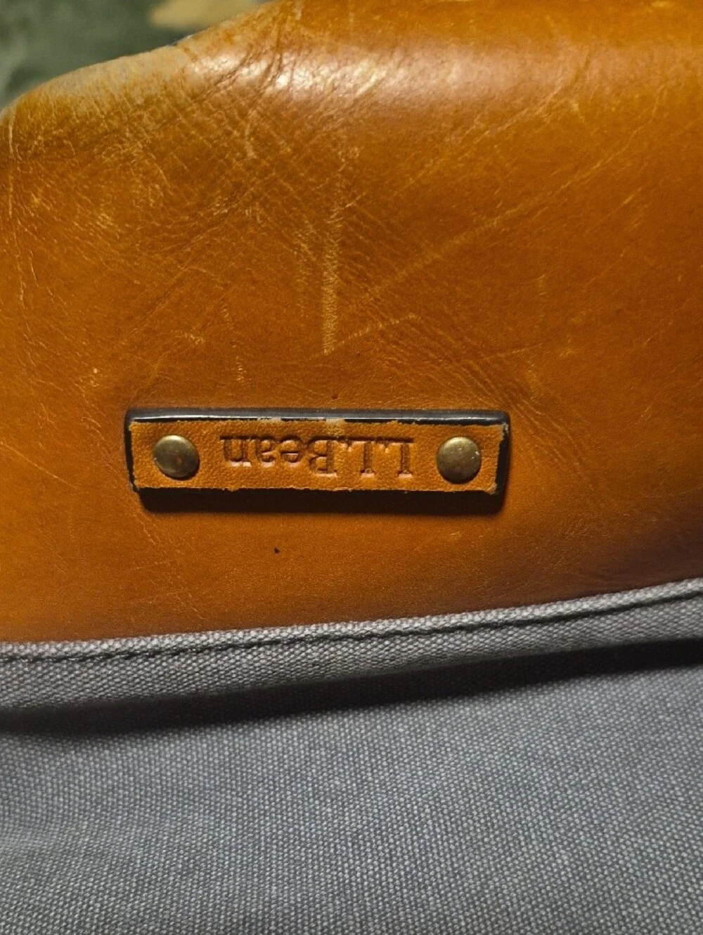 L.L. Bean Brown Leather and Gray Canvas Duffel Bag